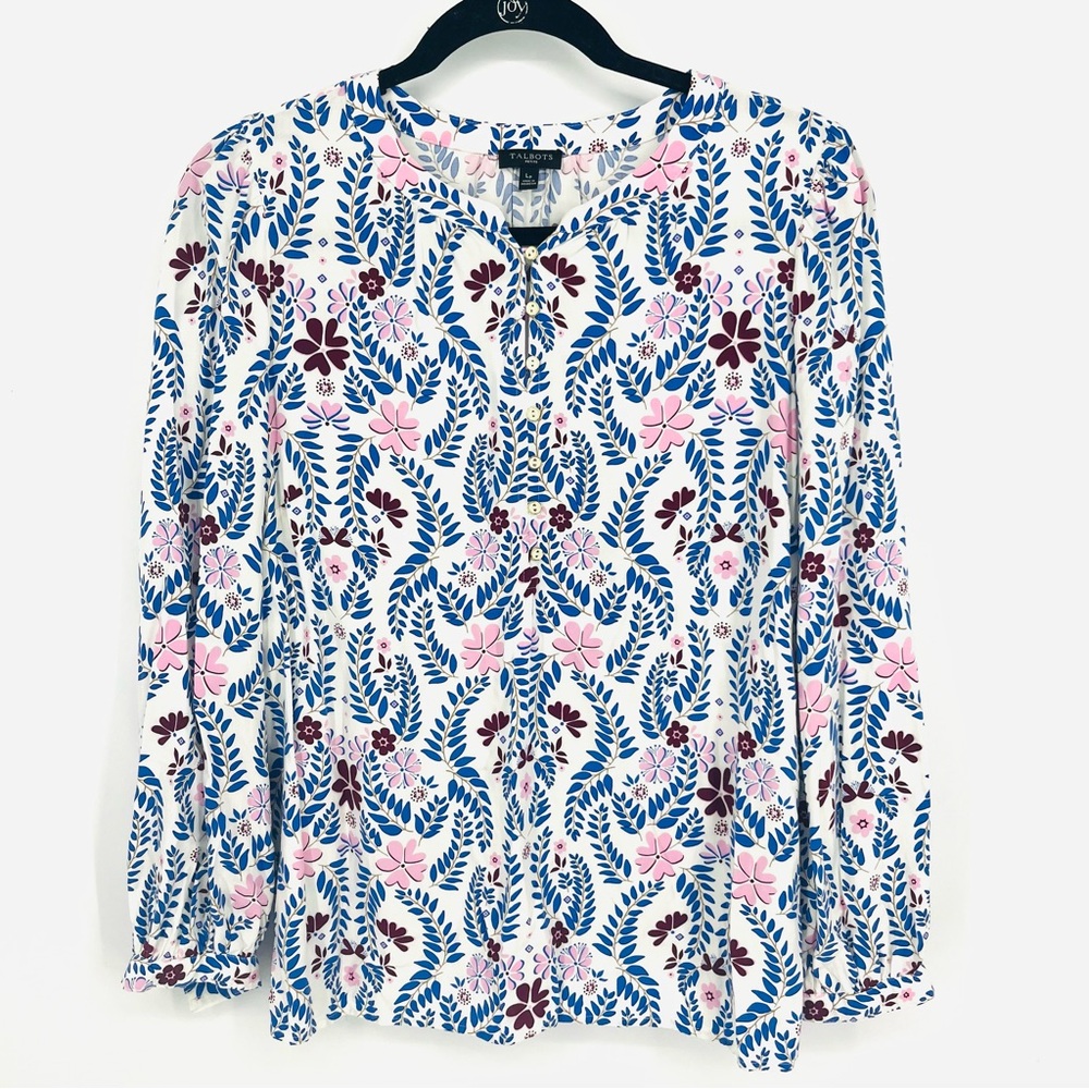 Talbots Petite Large Floral Blouse